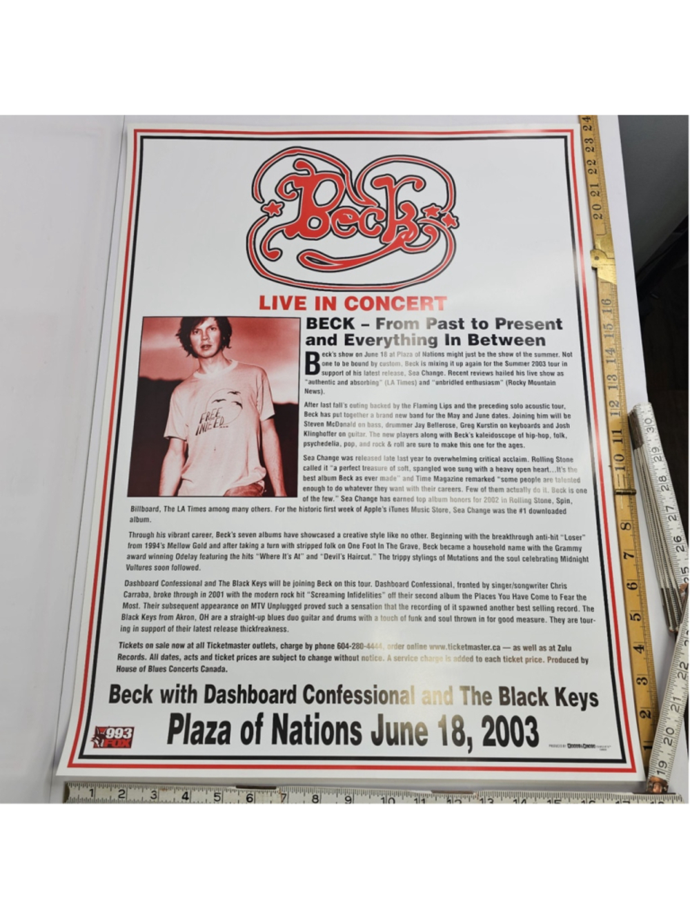 Beck Plaza of Nations 2003 Concert Poster Dashboard The Black Keys